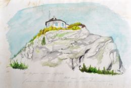 ATTRIBUTED TO ADOLF HITLER - WATERCOLOUR PAINTING THE EAGLE'S NEST