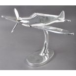 LARGE IMPRESSIVE VINTAGE CHROME MODEL OF A WWII SPITFIRE