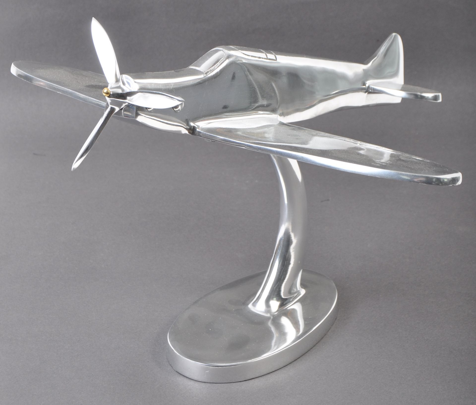 LARGE IMPRESSIVE VINTAGE CHROME MODEL OF A WWII SPITFIRE