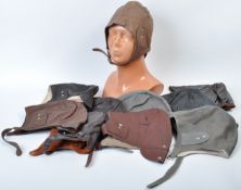 COLLECTION OF X10 20TH CENTURY LEATHER AVIATION FLYING HELMETS
