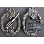 WWII SECOND WORLD WAR GERMAN AWARD BADGES - FLAK & TANK ASSAULT