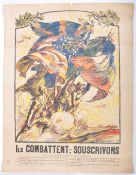 RARE ORIGINAL WWI FIRST WORLD WAR FRENCH RECRUITMENT POSTER