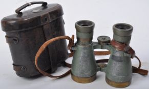 WWI FIRST WORLD WAR GERMAN FIELD BINOCULARS WITH COMPASS CASE