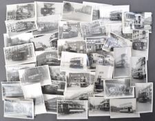 TRAMS & TROLLEY BUSES - LARGE COLLECTION OF BLACK AND WHITE PHOTOS