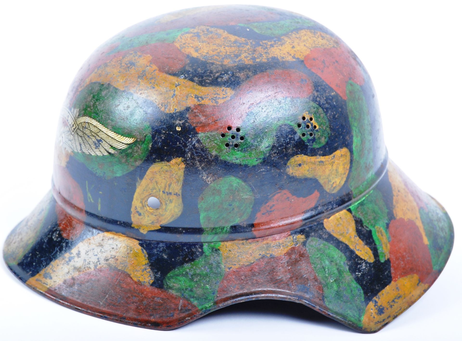 WWII NAZI THIRD REICH GERMAN LUFTSCHUTZ HELMET IN CAMOUFLAGE