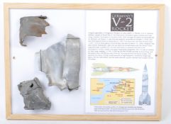 WWII NAZI GERMAN V-2 ROCKET SHRAPNEL FRAGMENT DISPLAY