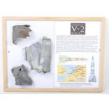 WWII NAZI GERMAN V-2 ROCKET SHRAPNEL FRAGMENT DISPLAY