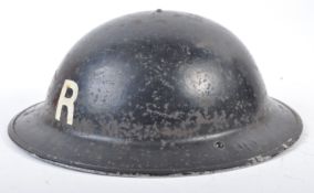 ORIGINAL WWII SECOND WORLD WAR ' RESCUE ' BRODIE HELMET