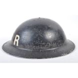 ORIGINAL WWII SECOND WORLD WAR ' RESCUE ' BRODIE HELMET