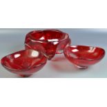 GEOFFREY BAXTER - WHITEFRIARS - RUBY RED GLASS BOW