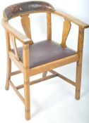 ARTS & CRAFTS ENGLISH OAK SMOKERS BOW ARMCHAIR / DESK CHAIR