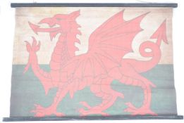 VINTAGE 20TH CENTURY WELSH SCHOOL / DISPLAY NATIONAL FLAG CANVAS