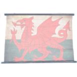 VINTAGE 20TH CENTURY WELSH SCHOOL / DISPLAY NATIONAL FLAG CANVAS