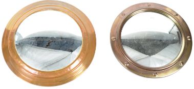 TWO RETRO VINTAGE FISHEYE CONVEX WALL MIRRORS OF CIRCULAR FORM