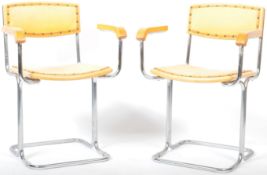 PAIR OF 1960'S ITALIAN CHROME CANTILEVER TYPE CHAIRS