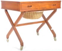 RETRO VINTAGE DANISH TEAK WOOD SEWING WORK BOX TABLE