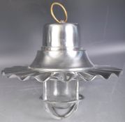 VINTAGE FRENCH POLISHED ALUMINUM HANGING LAMP LIGHT