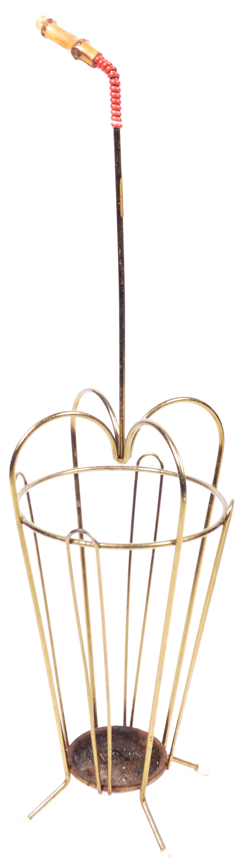 RETRO 20TH CENTURY BRASS WORKED STICKSTAND IN THE FORM OF AN UMBRELLA