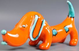 RETRO VINTAGE 1960'S VIBRANT ORANGE STUDIO ART POTTERY DOG