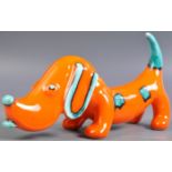 RETRO VINTAGE 1960'S VIBRANT ORANGE STUDIO ART POTTERY DOG