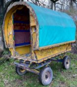 VINTAGE HANDBULT WOODEN HORSE DRAWN GYPSY CARAVAN