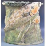 PAULINE LEE - CORNISH POTTERY - LARGE FISH INSPIRED STONEWARE PLANTER