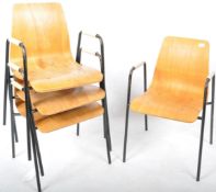 SET OF VINTAGE BENT PLY STACKING CHAIRS WITH WIRE