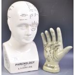 REPRODUCTION VICTORIAN CERAMIC PHRENOLOGY HEAD AND HAND