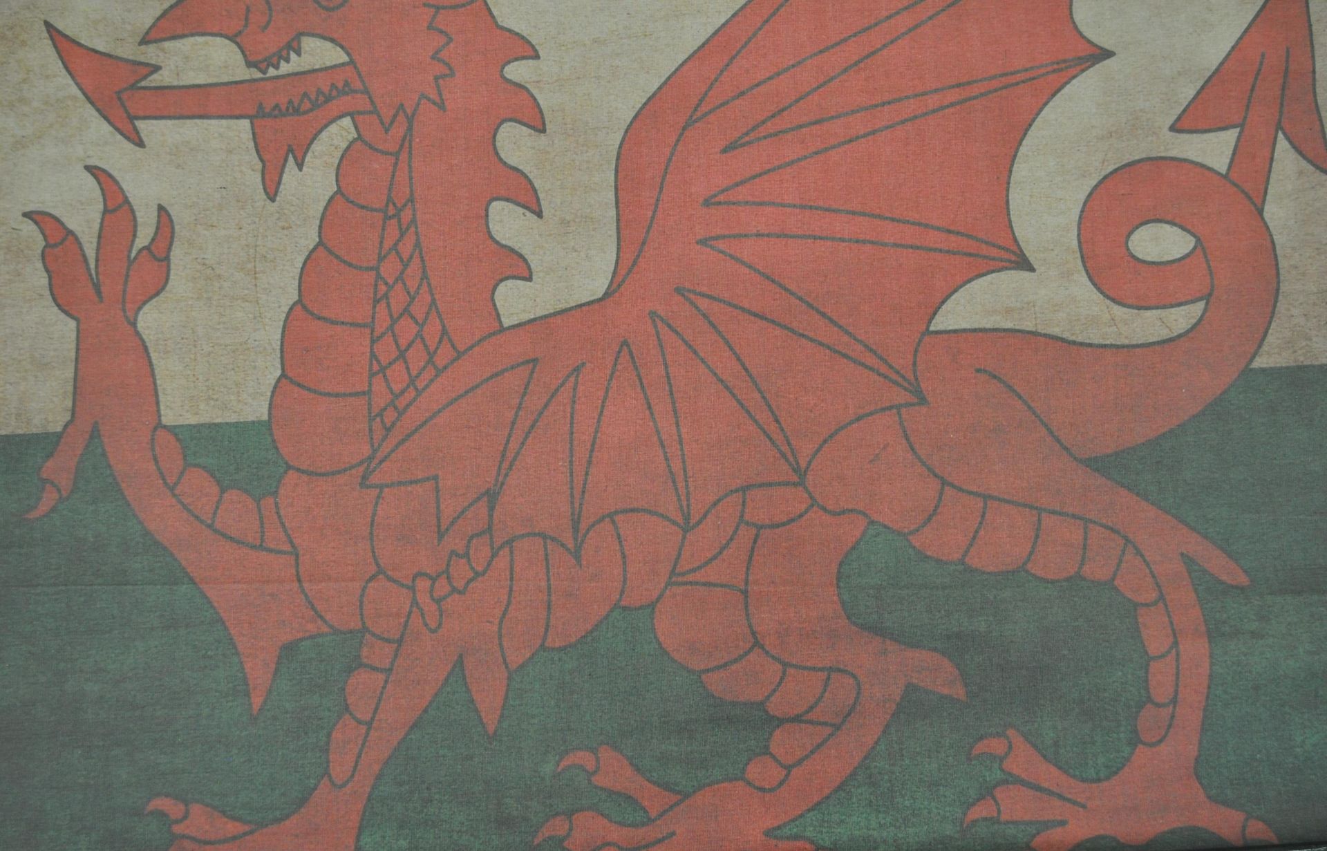 VINTAGE 20TH CENTURY WELSH SCHOOL / DISPLAY NATIONAL FLAG CANVAS - Bild 2 aus 2