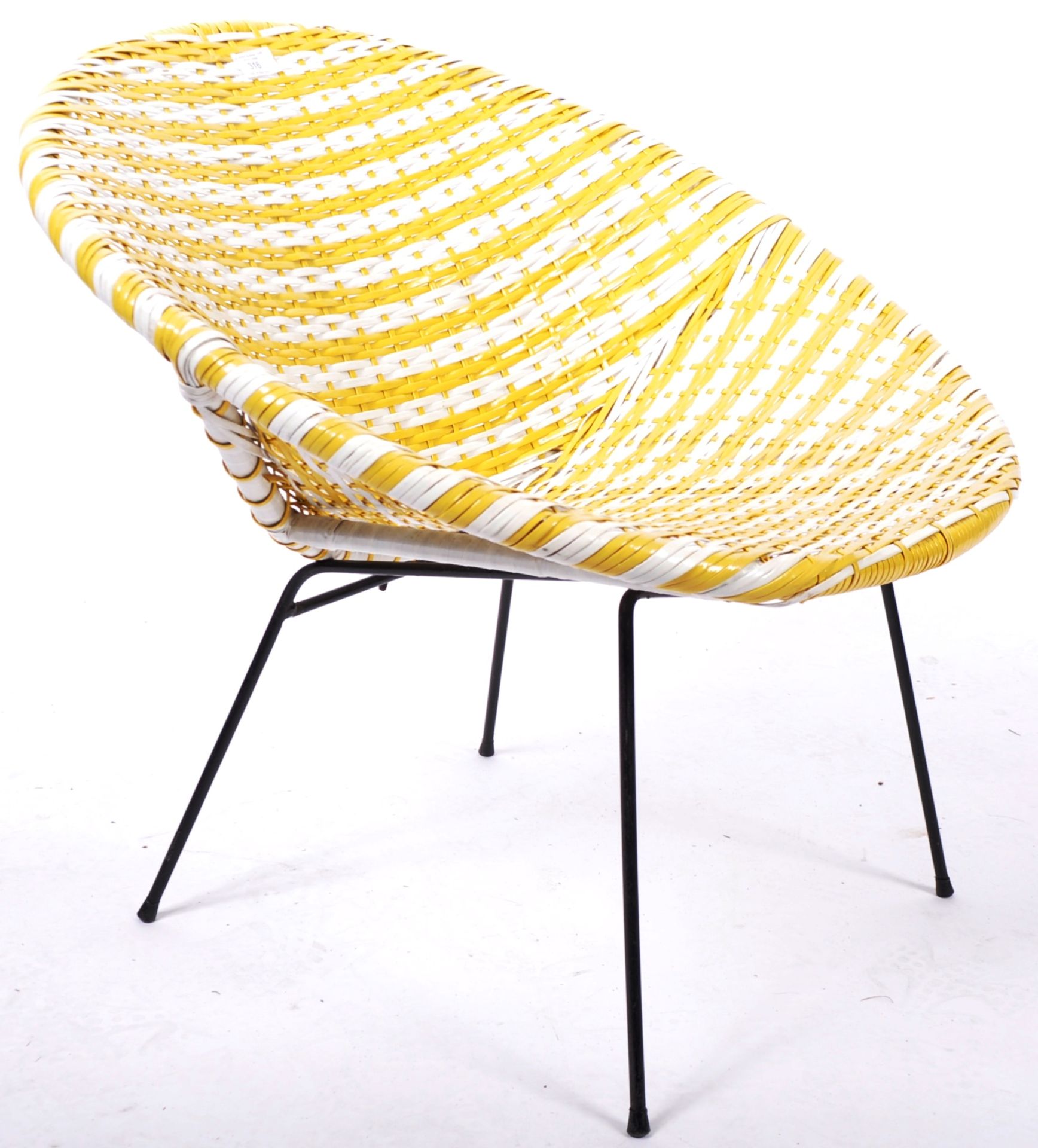 RETRO ATOMIC WICKER SATELLITE CHAIR IN YELLOW AND WHITE