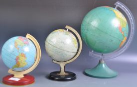 COLLECTION OF RETRO VINTAGE PHILLIPS & CHAD VALLEY DESK GLOBES