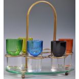 RETRO MOSER STYLE FACETED CRUET SET ON STAND