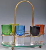 RETRO MOSER STYLE FACETED CRUET SET ON STAND