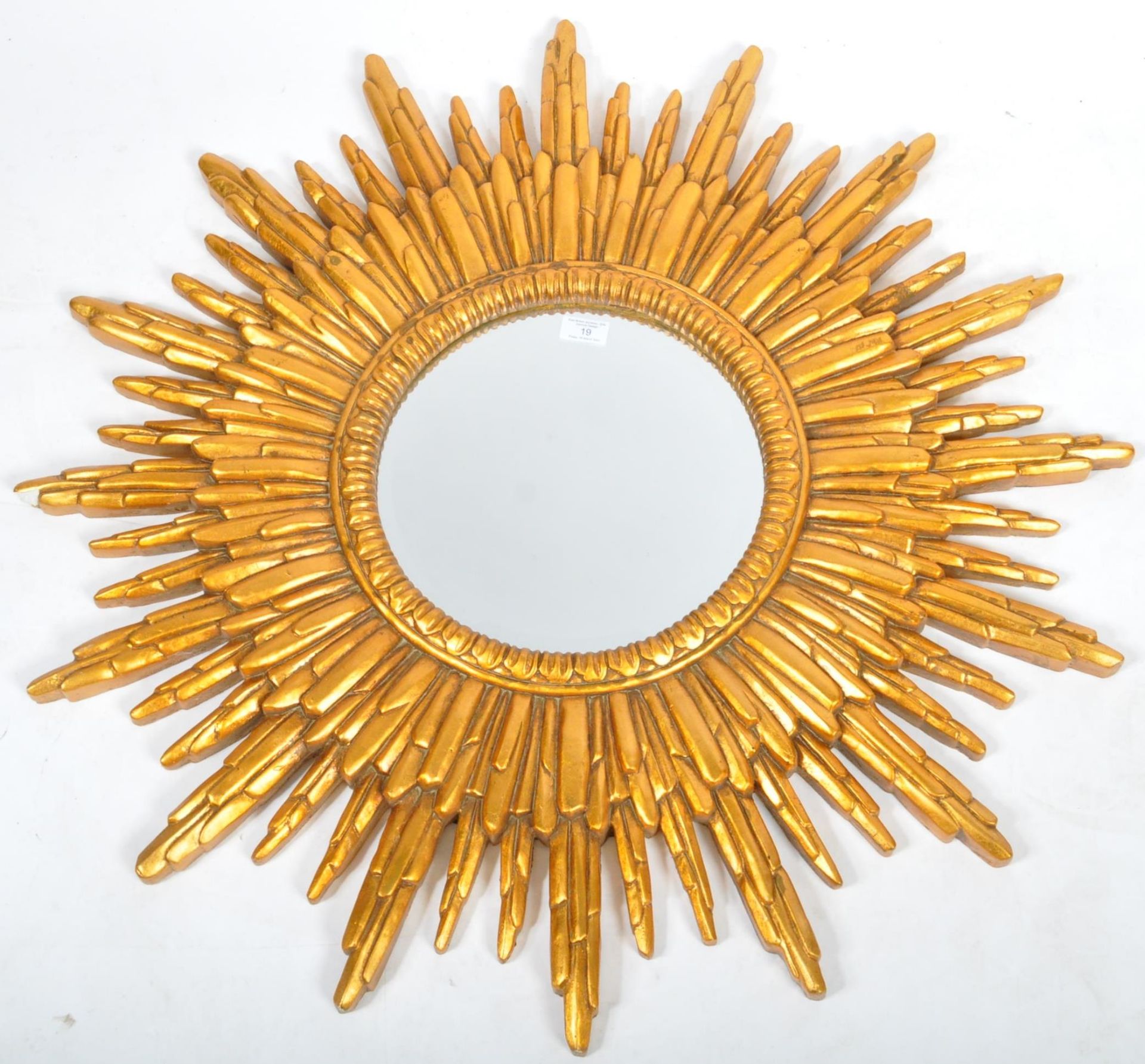 CONTEMPORARY HEAVY GILT PLASTER SUNBURST MIRROR