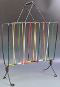 MID CENTURY MULTI COLOURED ATOMIC WIRE MAGAZINE RACK