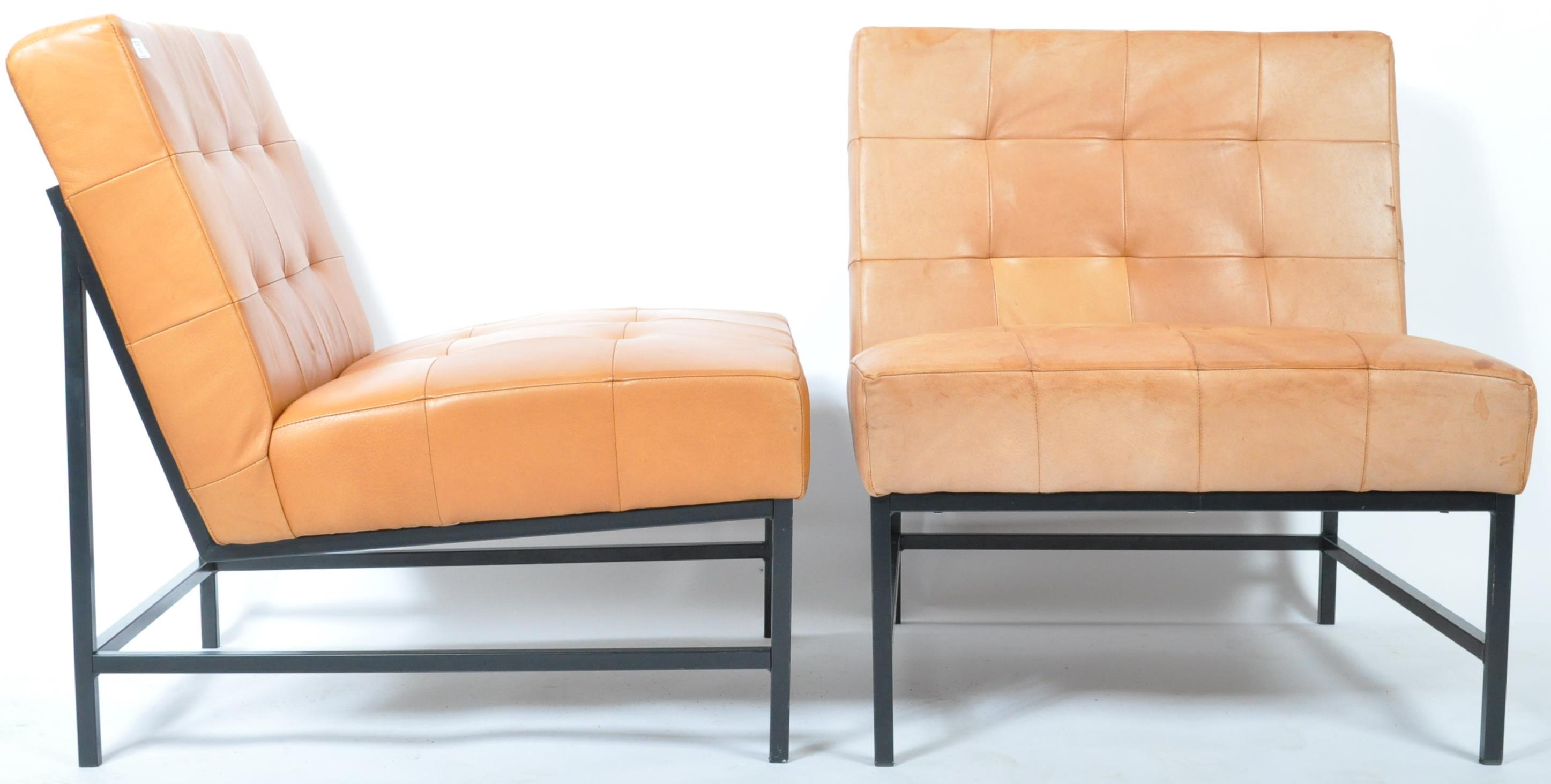 PAIR OF LATE 20TH CENTURY CARAMEL EASY LOUNGE CHAIRS - Image 5 of 8
