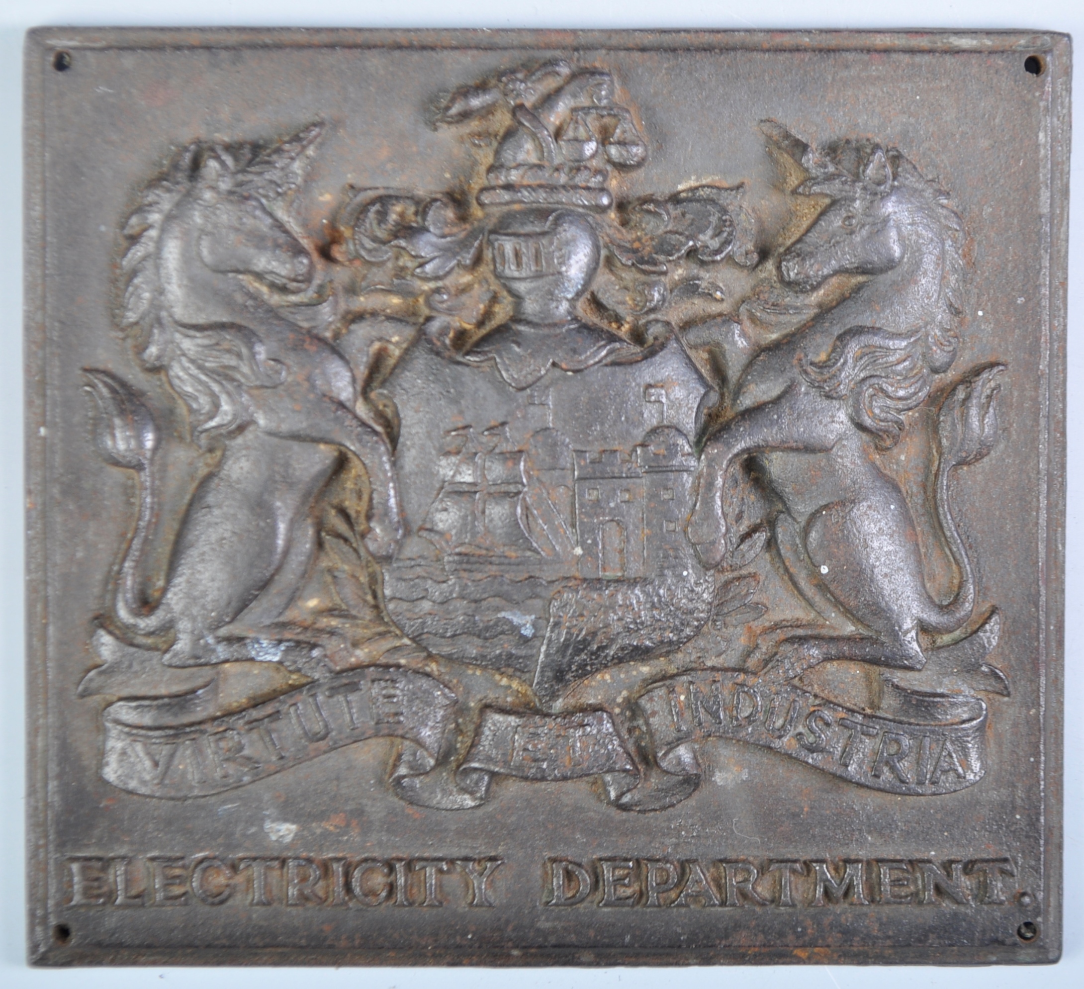 BRISTOL ELECTRICITY DEPARTMENT CAST IRON SIGN / PLAQUE