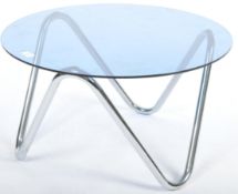 MANNER OF KNUT HESTERBERG - RETRO VINTAGE CHROME AND GLASS SIDE TABLE