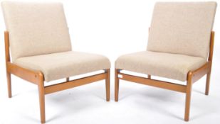 PARKER KNOLL - PAIR OF RETRO TEAK FRAMED LOW EASY