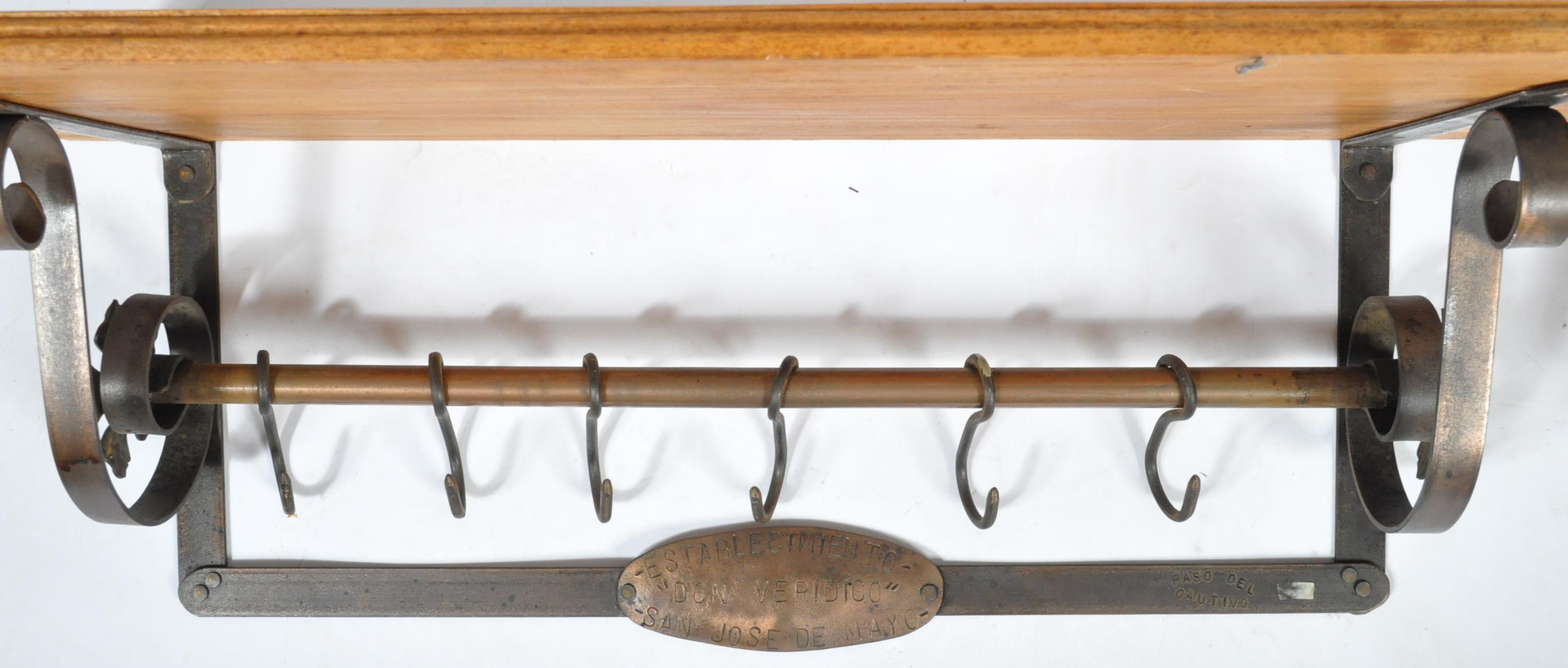 PAIR OF 20TH CENTURY RUSTIC RESTAURANT PAN HANGING SHELVES - Image 2 of 6