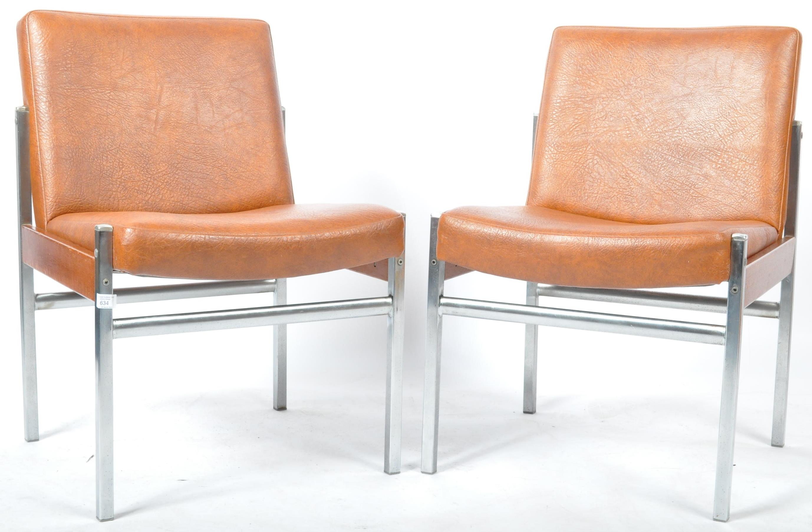 ANTOCKS LAIRN - PAIR OF CHROME AND LEATHER SIDE CHAIRS