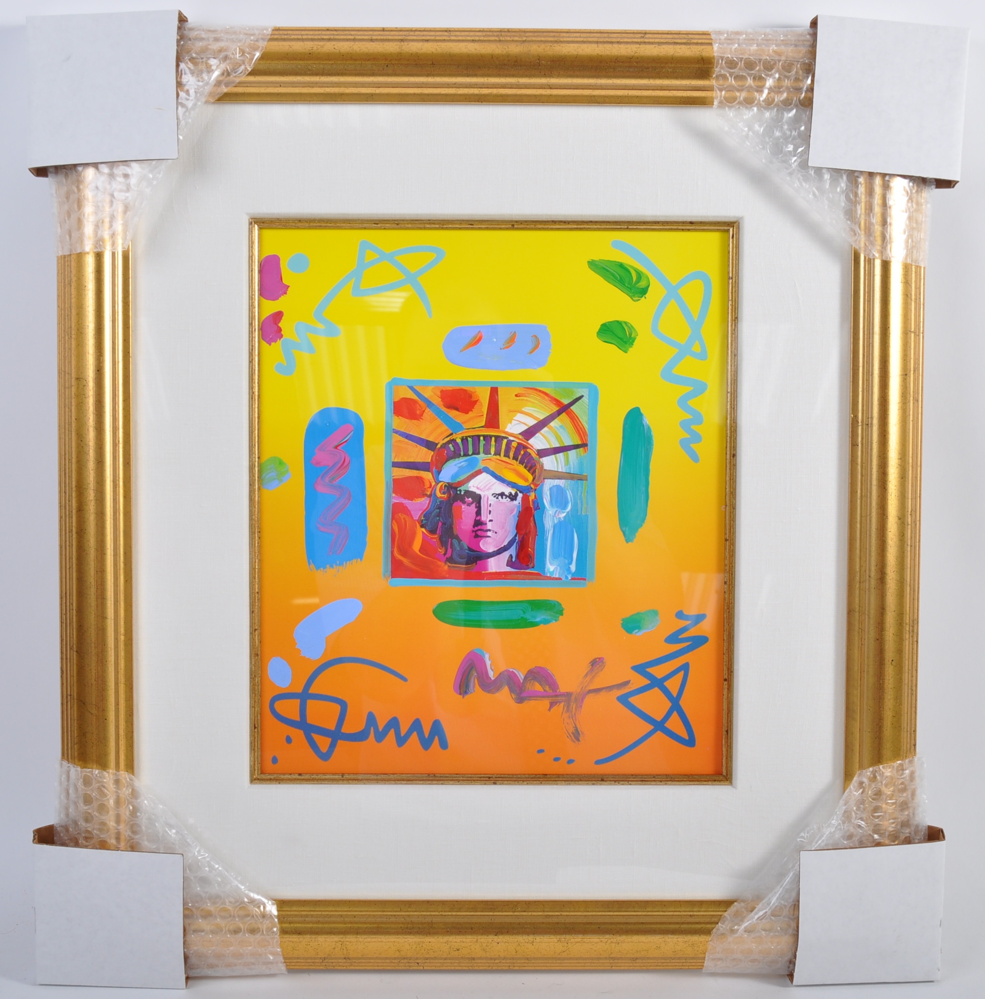 PETER MAX - LIBERTY HEAD II COLLAGE - MIXED MEDIA PAINTING - Image 4 of 5