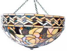 VINTAGE 20TH CENTURY TIFFANY STYLE LEADED GLASS HANGING SHADE