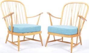 LUCIAN ERCOLANI ERCOL PAIR OF 334 BEECH AND ELM ARMCHAIRS