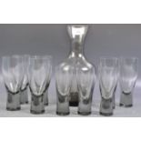 LUTKEN FOR HOLMEGAARD SMOKED GLASS CARAFE AND GLAS