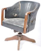 ORIGINAL 1940S HILLCREST TILTING LEATHER & OAK DESK CHAIR