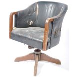 ORIGINAL 1940S HILLCREST TILTING LEATHER & OAK DESK CHAIR