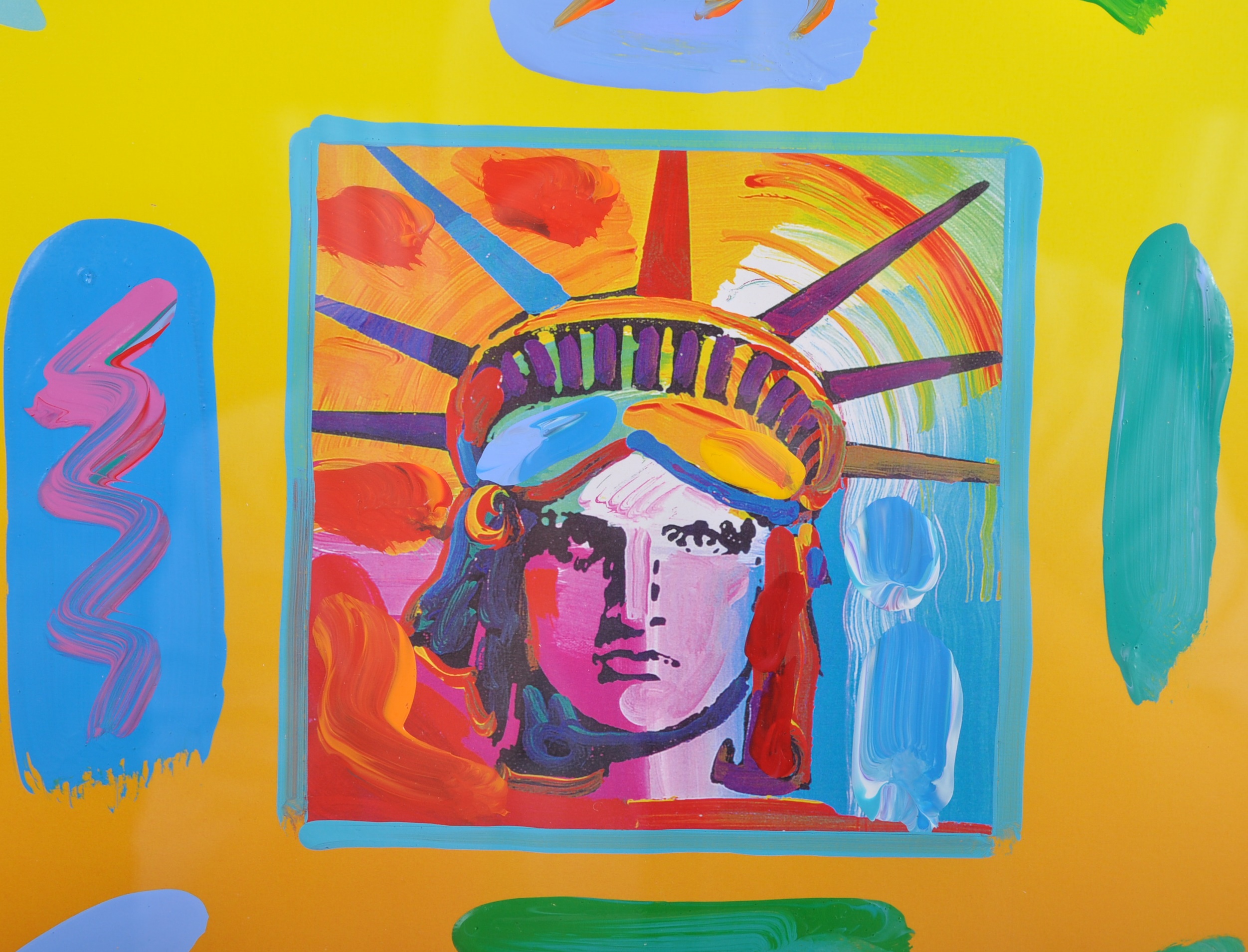 PETER MAX - LIBERTY HEAD II COLLAGE - MIXED MEDIA PAINTING - Image 2 of 5