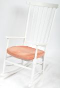 1960'S DANISH BEECH WOOD WHITE PAINTED ROCKING CHAIR