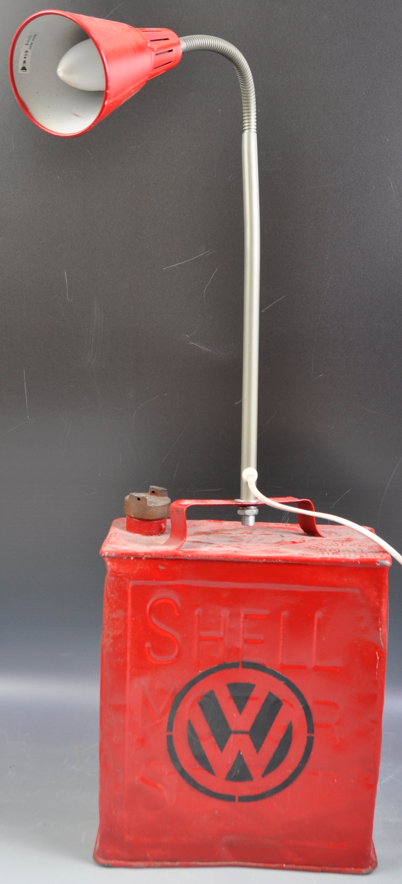 VINTAGE CONVERTED OIL CAN LAMP LIGHT FINISHED IN RED